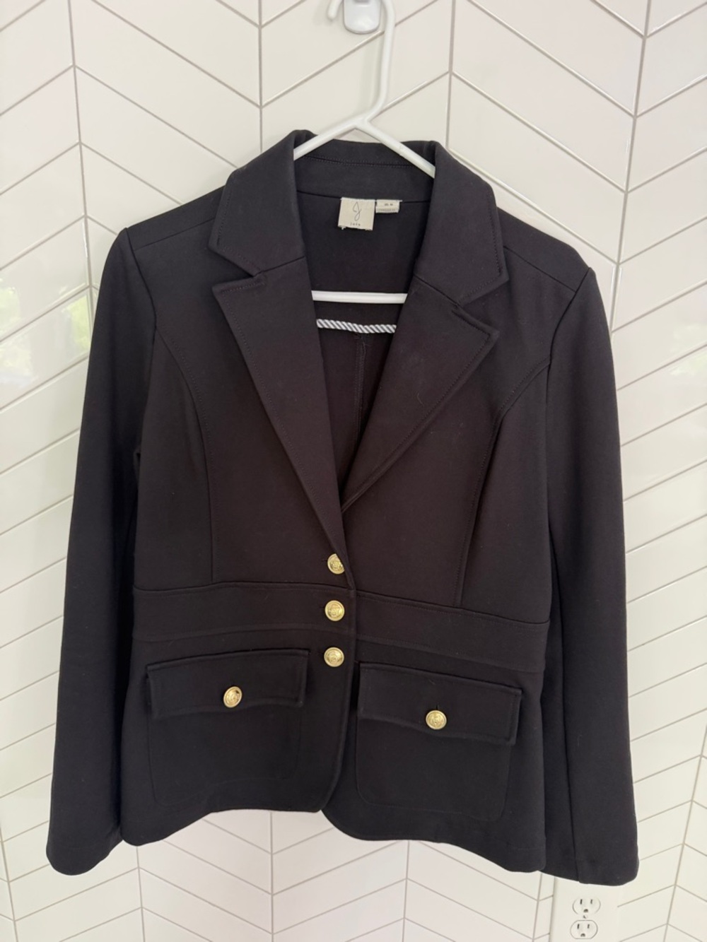 Joie Women's Black Military Blazer with Gold Buttons-Stretch Size M